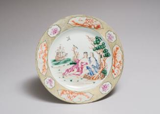 Plate with Figures in Classical Drapery and a Ship