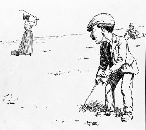 Untitled, from the Golfer's Alphabet (Man Watching a Woman Golfer Drive)