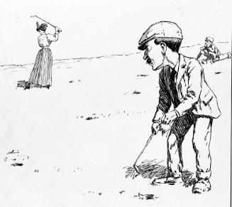 Untitled, from the Golfer's Alphabet (Man Watching a Woman Golfer Drive)