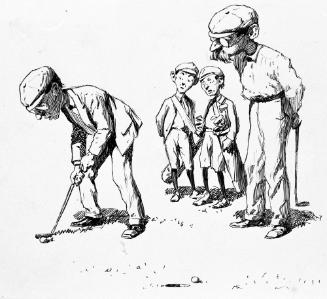 Untitled, from the Golfer's Alphabet (2 Caddies and 1 Golfer Watch Another Golfer Putt)