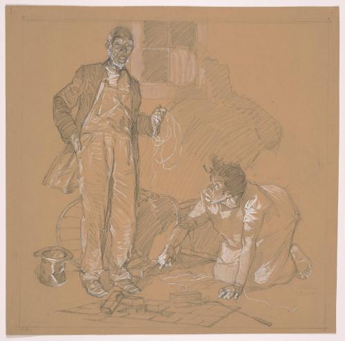 Preparatory Sketch for Illustration for "Money in the Sack" by Roark Bradford