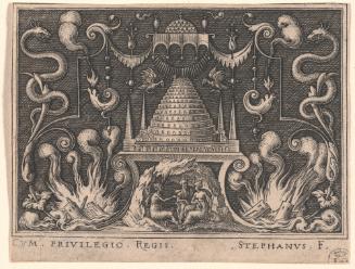 Ornament Designs with Scenes from the Book of Genesis, 4. The Tower of Babel, and the Destruction of Sodom and Gomorrah