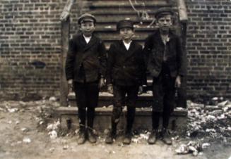 Scotland Mills, Laurinburg, N.C. Henry Mims (tallest) about 14. 8 years in mill. 6 years at night. Launey Knight (next)--Begin. John Stedman--3 years in the above mill. Witness, S.R. Hine.