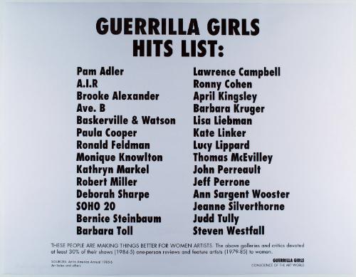 Guerrilla Girls' Hits List, from Portfolio Compleat