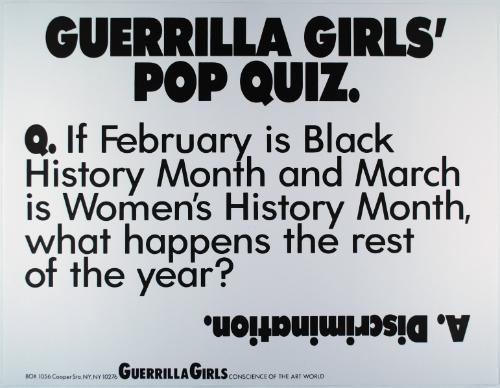 Guerrilla Girls' Pop Quiz, from Portfolio Compleat