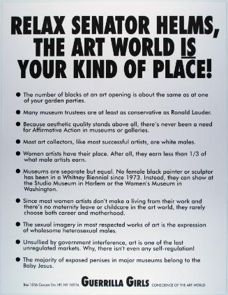 Relax Senator Helms, the art world is your kind of place!, from Portfolio Compleat