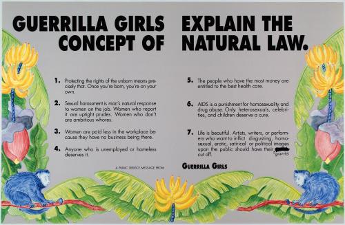 Guerrilla Girls explain the concepts of natural law, from Portfolio Compleat