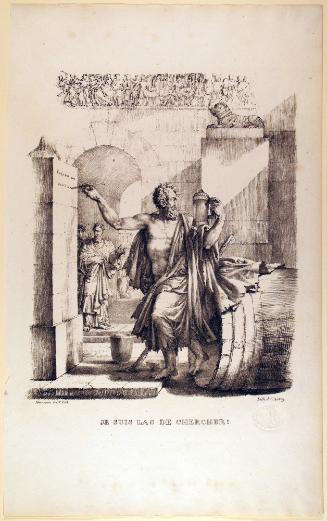 "I'm Tired of Looking!" (Je suis las de chercher !) from Receuil d'Esquisses et Fragmens de Composition de Mr Hennequin Lithographies par lui (Collection of Sketches and Parts of Compositions by M. Hennequin, Lithographed by his Own Hand)