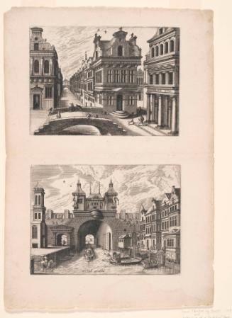 A Canal Flanked by Houses and The Water-Gate of a Fortified Town from "Small Architectural Perspective Views"