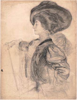 Untitled (Woman in Left Profile with Large Hat and High Collar)