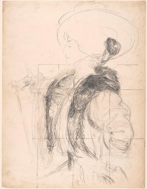 Untitled (Woman in Left Profile with Large Hat and High Collar -- Earlier Study of 98.8.1)