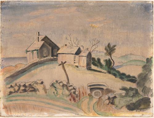 Farm Landscape (Houses on Hilltop)