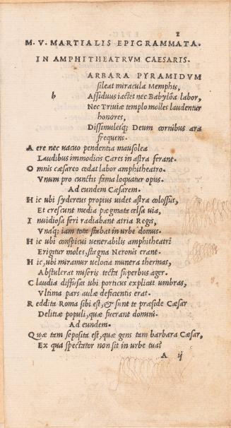 Text Page: M. V. Martialis Epigrammata in Amphitheatrum Caesaris