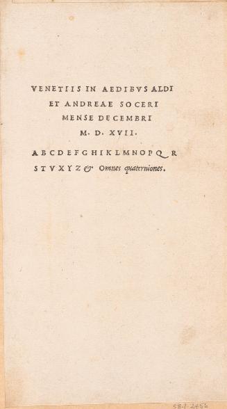 Colophon Page: Aldi Et Andreae Soceri