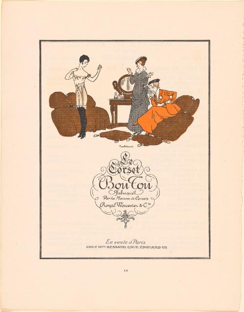 From "la Gazette Du Bon Ton": Page 1: "la Gazette Du Bon Ton," "juillet 1914 Sommaire" Table of Contents, List of Stories and "plaches Hors-texte"; and Page 11: "le Corset Bon Ton" (advertisement?)