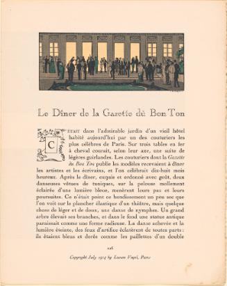 From "la Gazette Du Bon Ton": Pages 225-228: "le Diner De La Gazette Du Bon Ton"