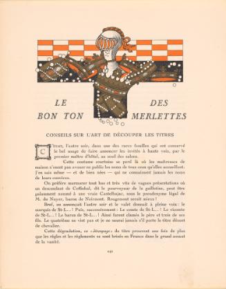 From "la Gazette Du Bon Ton": Pages 241-244: "le Bon Ton Des Merlettes"