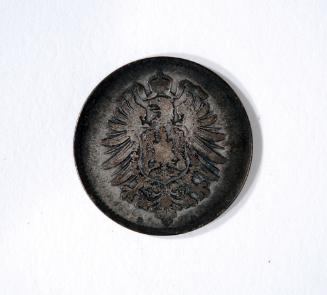 1 Mark Coin with Oak Leaf Wreath (obverse) and Spread-winged Eagle with Crown and Banner Overhead (reverse)