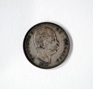 I Lira Coin with Profile Portrait of King Umberto I (obverse) and Shield with Crown and Star (reverse)