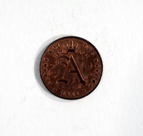 1 Centime Piece with Large "A" with Crown (obverse) and Seated Lion (reverse)