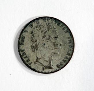 Quarter Florin Coin with Profile Image of Man with Laurel Wreath (obverse) and Double-headed Spread Eagle with Shield (reverse)