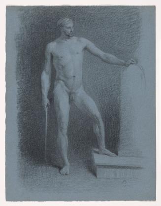 Standing Studio Model with Sword, Wearing a Turban
