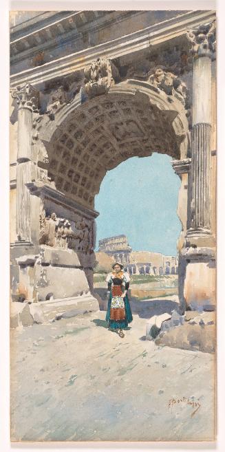 Woman Standing Under and Arch
