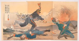 At the Battle of Nanshan, First Lieutenant Shibakawa Matasaburō Led His Men by Holding up a Rising Sun Fan