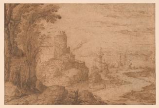 View of a harbor with a tower