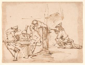 Studies of a smoker and group of card players