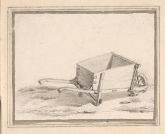 Study of a wheelbarrow in a wooded landscape