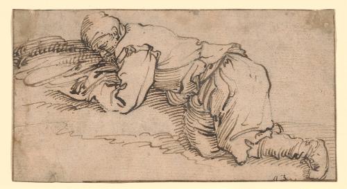 Study of a man asleep on the ground