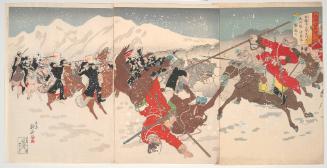 Brocade Pictures of the Russo-Japanese War no 7: The Clash outside the Seven Star Gate near Pyongyang