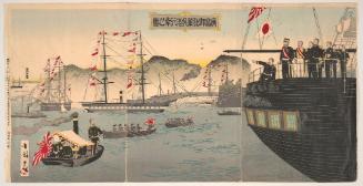The Departure of the Emperor’s Boat after an Imperial Visit to the Fleet in Hiroshima (Hiroshima gohassha kurekô gyôkô no ga)