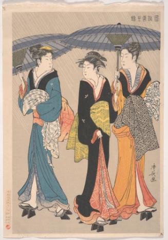 Three Women in the Rain, from the series Current Manners in the Eastern Brocade