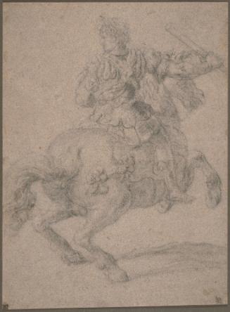 Roman Hero on a Rearing Horse Seen from Behind