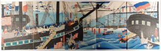 Foreign Traders at Yokohama Transporting Merchandise to Foreign Ships