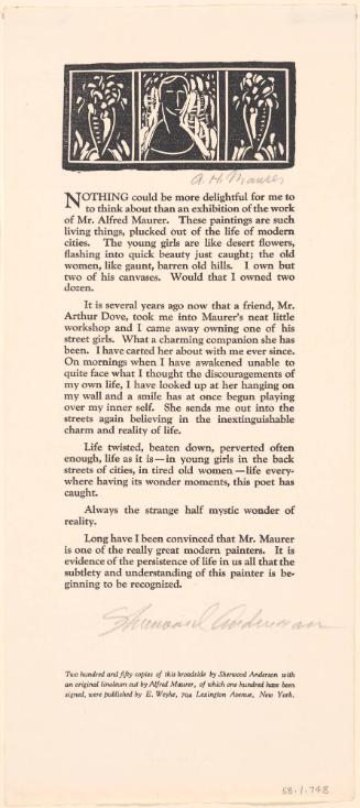 Broadside, Written by Sherwood Anderson