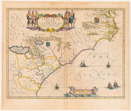 Map of Florida and Virginia from Montanus (reduction of Willem Blaeu's 1636 map)
