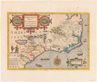 Hondius Map of Virginia and Florida, from 1636 English edition of  Atlas
