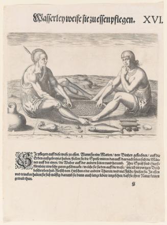 The Sitting at Meat, plate 16, from Thomas Harriot’s A Brief and True Report of the New Found Land of Virginia, German edition