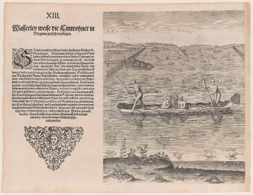 The Manner of Fishing in Virginia, plate 13, from Thomas Harriot’s A Brief and True Report of the New Found Land of Virginia, German edition