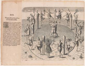 The Dances used at their High Feasts, plate 18, from Thomas Harriot’s A Brief and True Report of the New Found Land of Virginia, Latin edition
