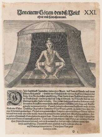 The Idol Kiwasa, plate 21, from Thomas Harriot’s A Brief and True Report of the New Found Land of Virginia, German edition