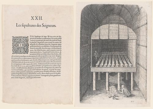 The Tomb of their Weroans or Chief Lords, plate 22, from Thomas Harriot’s A Brief and True Report of the New Found Land of Virginia, French edition