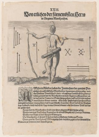 The Sundry Marks of the Chief Men of Virginia, plate 23, from Thomas Harriot’s A Brief and True Report of the New Found Land of Virginia, German edition
