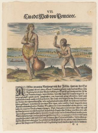A Chief Lady of Pomeiooc, plate 7, from Thomas Harriot’s A Brief and True Report of the New Found Land of Virginia, German edition