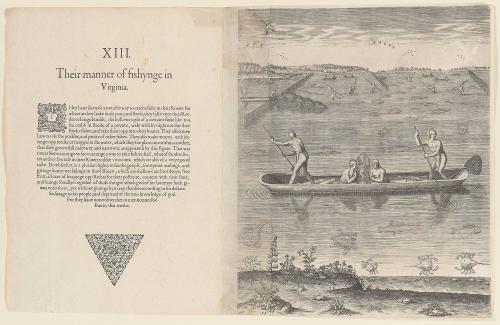 The Manner of Fishing in Virginia, plate 7, from Thomas Harriot’s A Brief and True Report of the New Found Land of Virginia, English edition