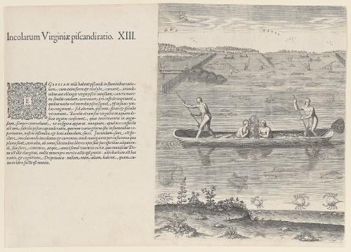 The Manner of Fishing in Virginia, plate 13, from Thomas Harriot’s A Brief and True Report of the New Found Land of Virginia, Latin edition