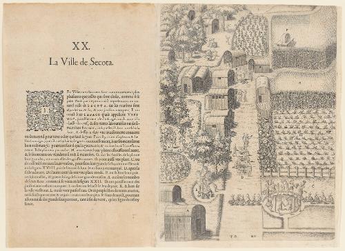 The Town of Secota, plate 20, from Thomas Harriot’s A Brief and True Report of the New Found Land of Virginia, French edition